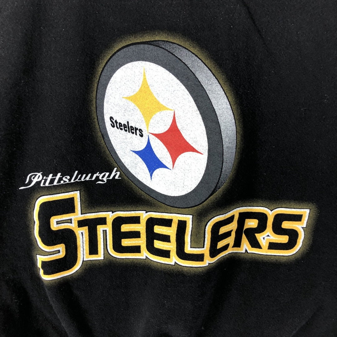 90'S LOGO ATHLETIC Pittsburgh Steelers logo sweatshirt, sweatshirt, men's XL size, vintage cotton black type Vintage Second Hand