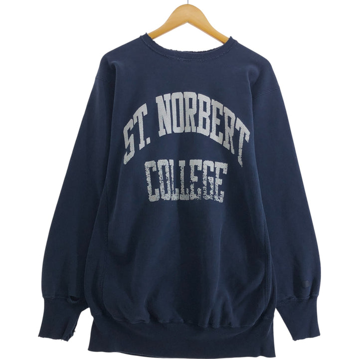 90'S Champion Reverse Weave Embroidered Tag College Sweatshirt Trainer Made in USA Men's XXL Vintage cotton navy blue type Vintage Second Hand