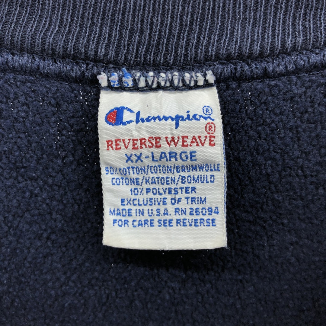90'S Champion Reverse Weave Embroidered Tag College Sweatshirt Trainer Made in USA Men's XXL Vintage cotton navy blue type Vintage Second Hand