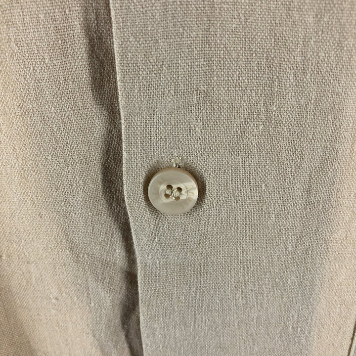 TRUST short sleeve open collar rayon x linen shirt men's XL size linen Beige type Vintage Second Hand