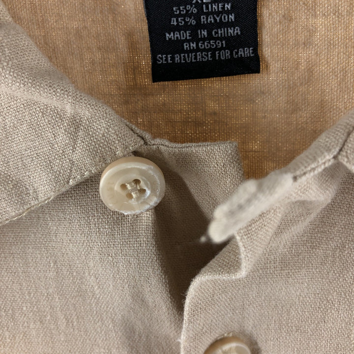 TRUST short sleeve open collar rayon x linen shirt men's XL size linen Beige type Vintage Second Hand