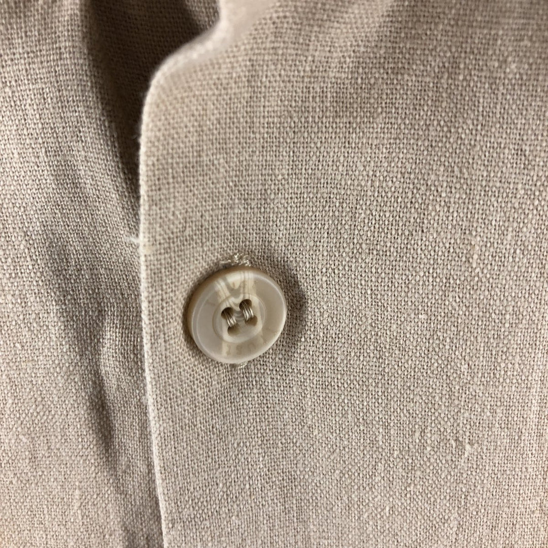 TRUST short sleeve open collar rayon x linen shirt men's XL size linen Beige type Vintage Second Hand