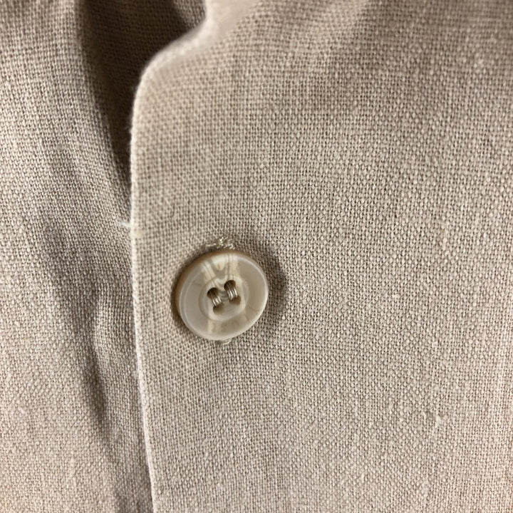 TRUST short sleeve open collar rayon x linen shirt men's XL size linen Beige type Vintage Second Hand