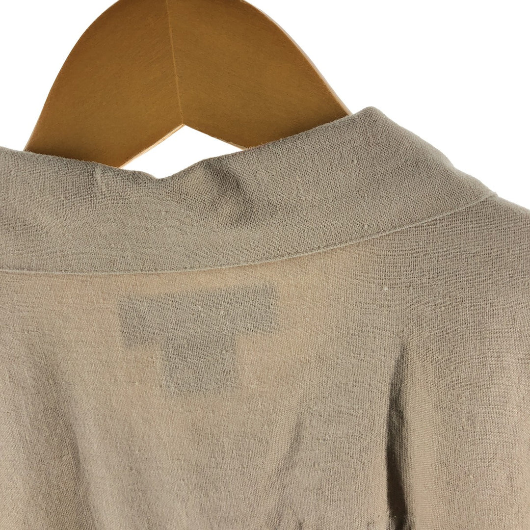 TRUST short sleeve open collar rayon x linen shirt men's XL size linen Beige type Vintage Second Hand
