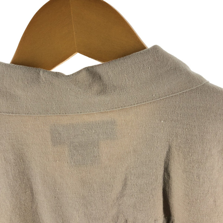TRUST short sleeve open collar rayon x linen shirt men's XL size linen Beige type Vintage Second Hand