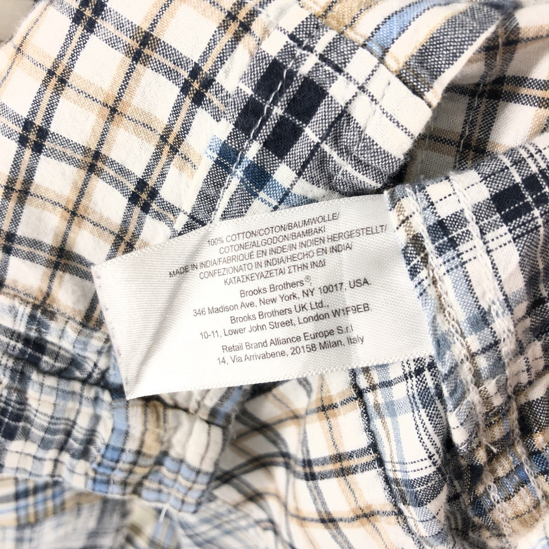 Brooks Brothers Est.1818 Patchwork Short Sleeve Button-Down Check Shirt, Men's Size L cotton Blue type light blue Vintage Second Hand