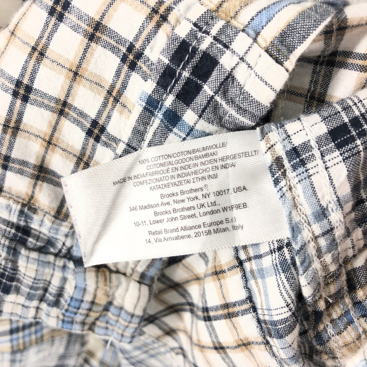 Brooks Brothers Est.1818 Patchwork Short Sleeve Button-Down Check Shirt, Men's Size L cotton Blue type light blue Vintage Second Hand