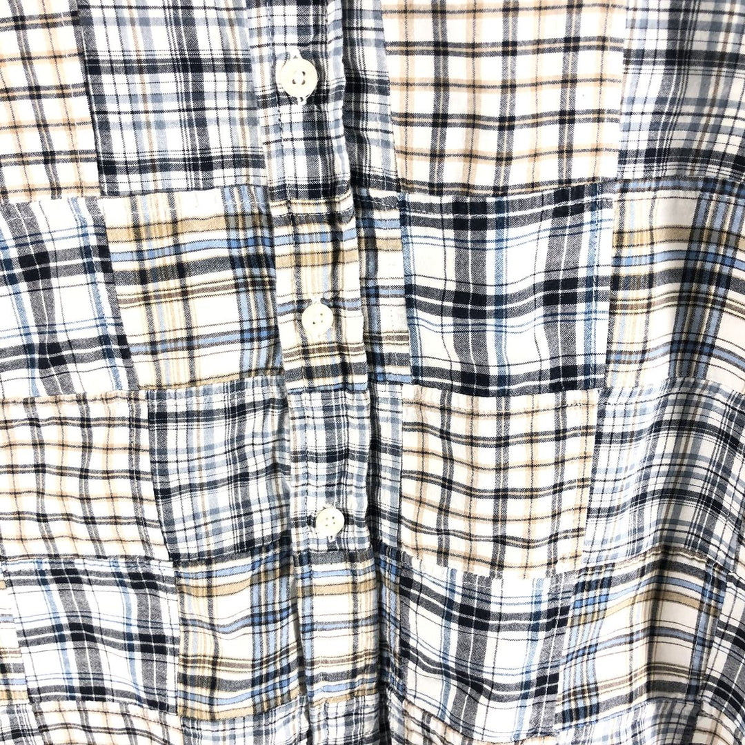 Brooks Brothers Est.1818 Patchwork Short Sleeve Button-Down Check Shirt, Men's Size L cotton Blue type light blue Vintage Second Hand