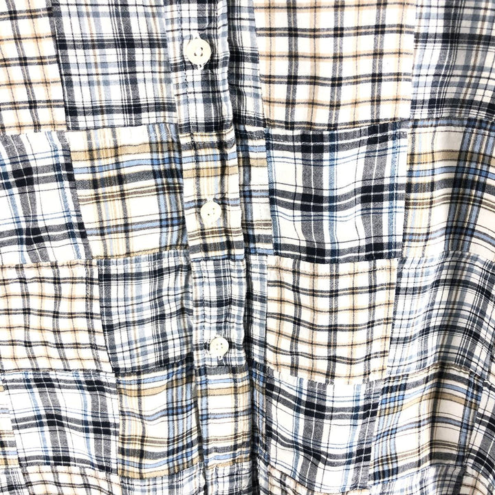 Brooks Brothers Est.1818 Patchwork Short Sleeve Button-Down Check Shirt, Men's Size L cotton Blue type light blue Vintage Second Hand