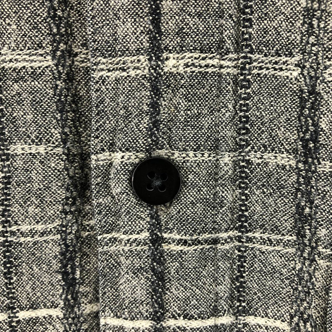 RON CHERE SKIN Check Pattern Short Sleeve Rayon x Linen Shirt Box Shirt Men's L size linen gray type Vintage Second Hand
