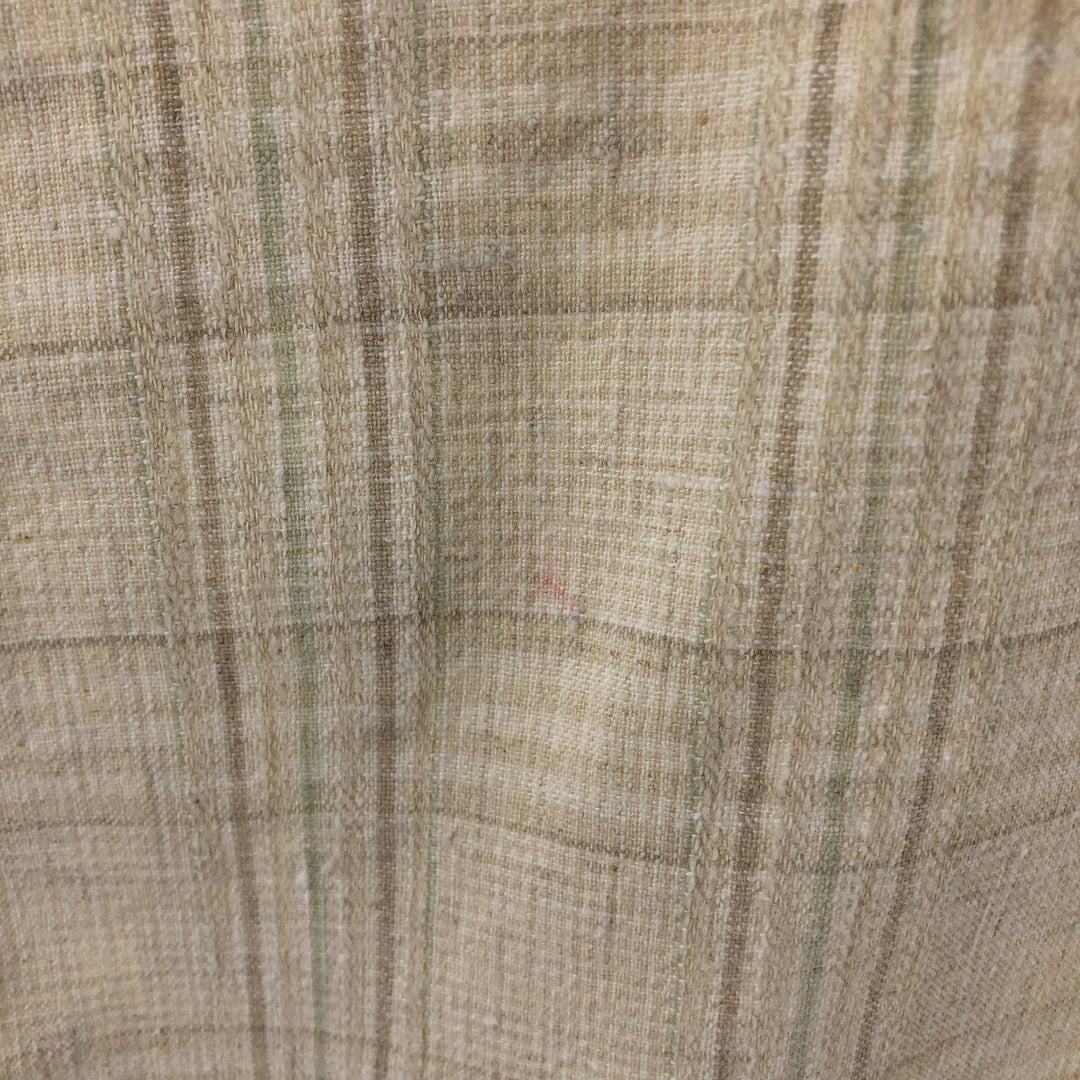 Van Heusen Check Pattern Short Sleeve Cotton x Linen Shirt, Men's Size L linen yellow type Vintage Second Hand