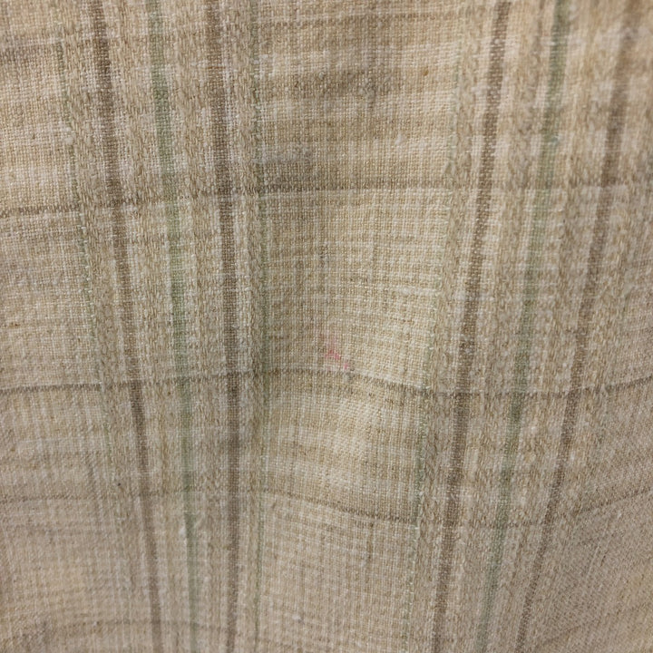 Van Heusen Check Pattern Short Sleeve Cotton x Linen Shirt, Men's Size L linen yellow type Vintage Second Hand