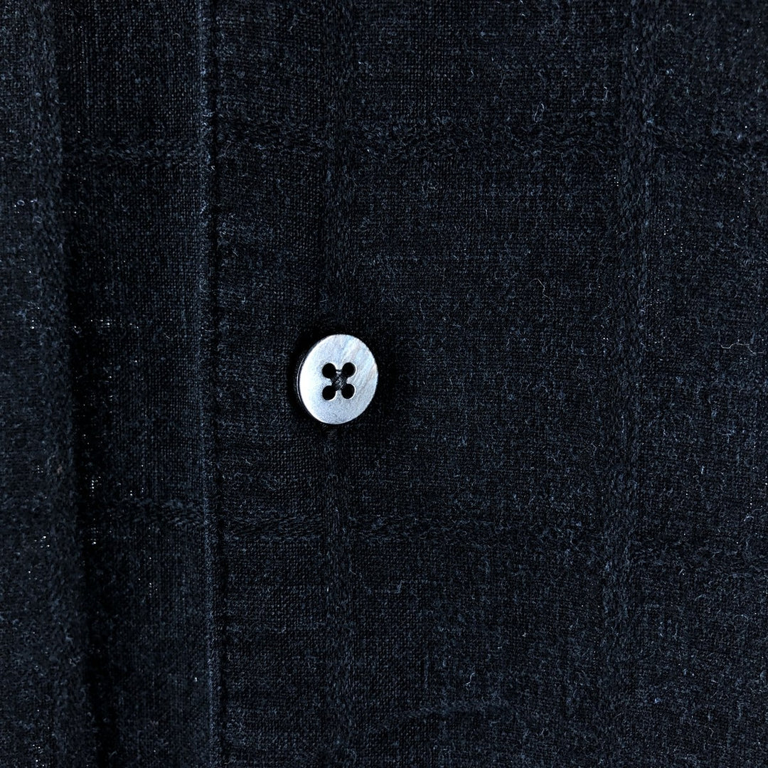 CHERESKIN short sleeve rayon x linen shirt, men's size L linen black type Vintage Second Hand