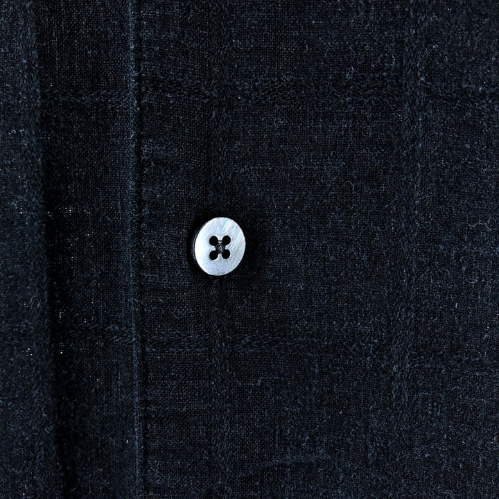 CHERESKIN short sleeve rayon x linen shirt, men's size L linen black type Vintage Second Hand