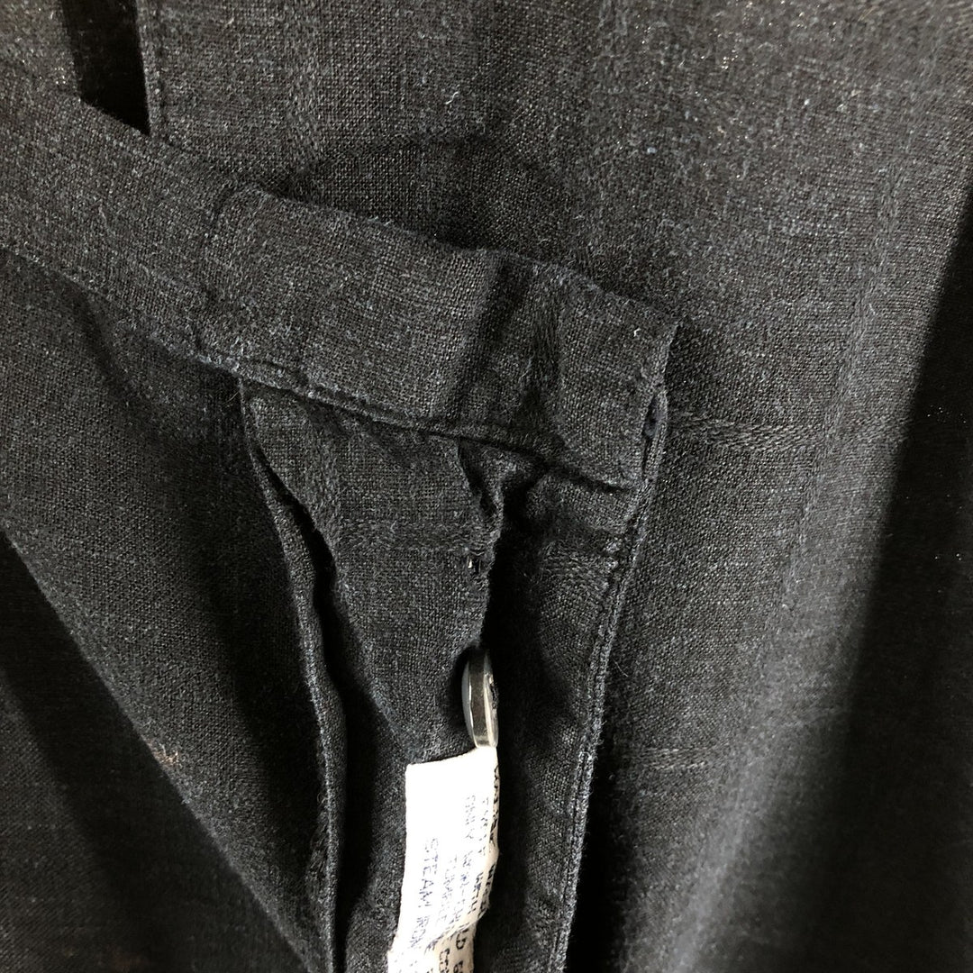 CHERESKIN short sleeve rayon x linen shirt, men's size L linen black type Vintage Second Hand