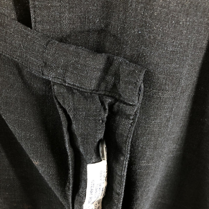CHERESKIN short sleeve rayon x linen shirt, men's size L linen black type Vintage Second Hand
