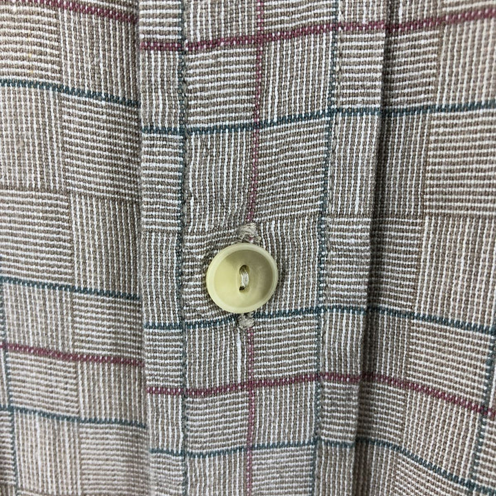 00'S Pendleton Check Pattern Short Sleeve Rayon x Linen Button Down Shirt Men's XL linen brown type Vintage Second Hand