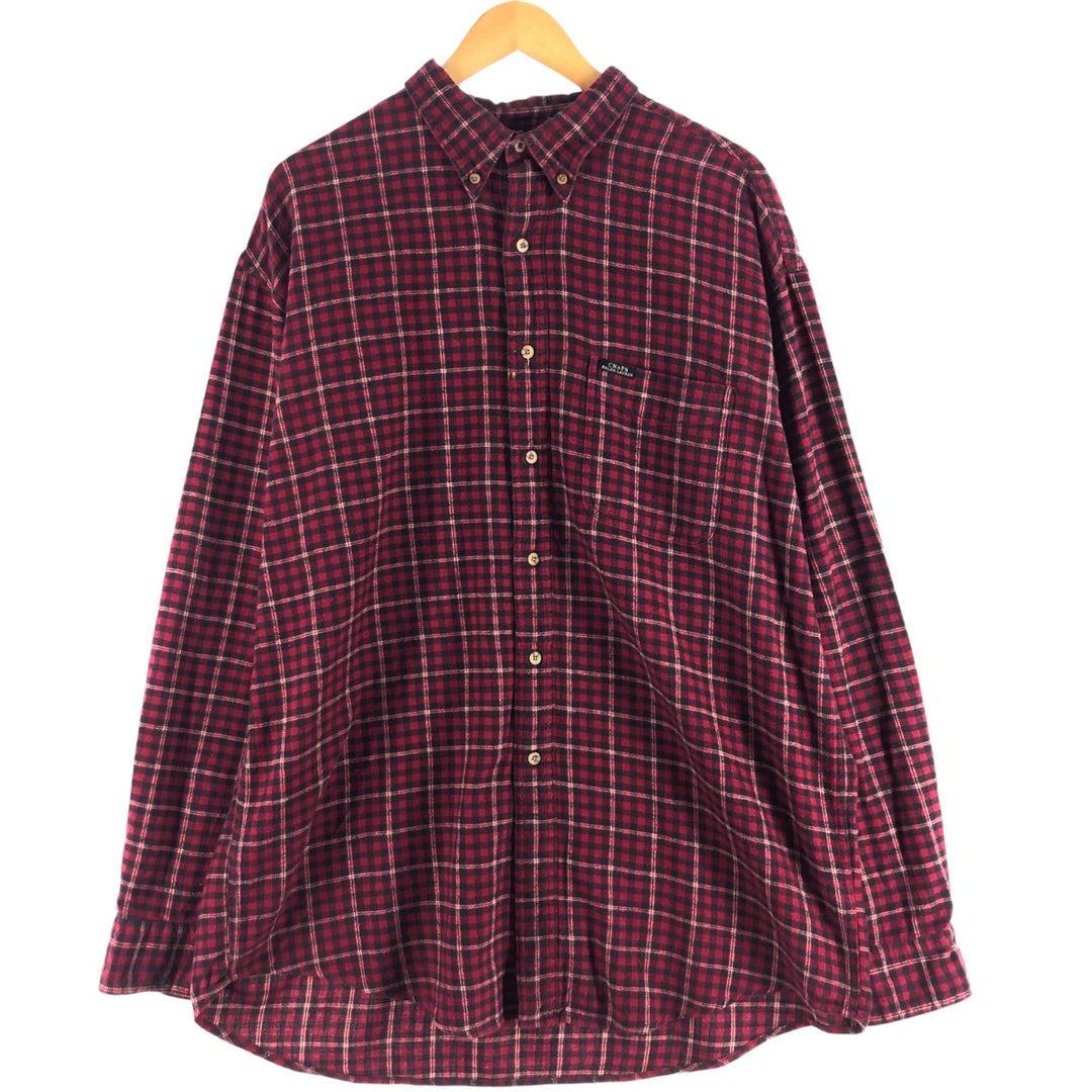 90'S Ralph Lauren CHAPS Long Sleeve Button Down Light Flannel Check Shirt Men's XL Vintage cotton red type Vintage Second Hand