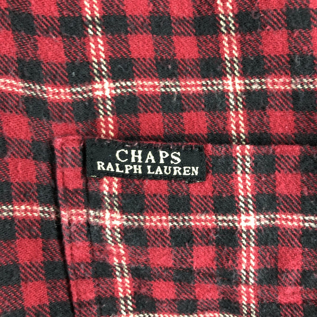 90'S Ralph Lauren CHAPS Long Sleeve Button Down Light Flannel Check Shirt Men's XL Vintage cotton red type Vintage Second Hand