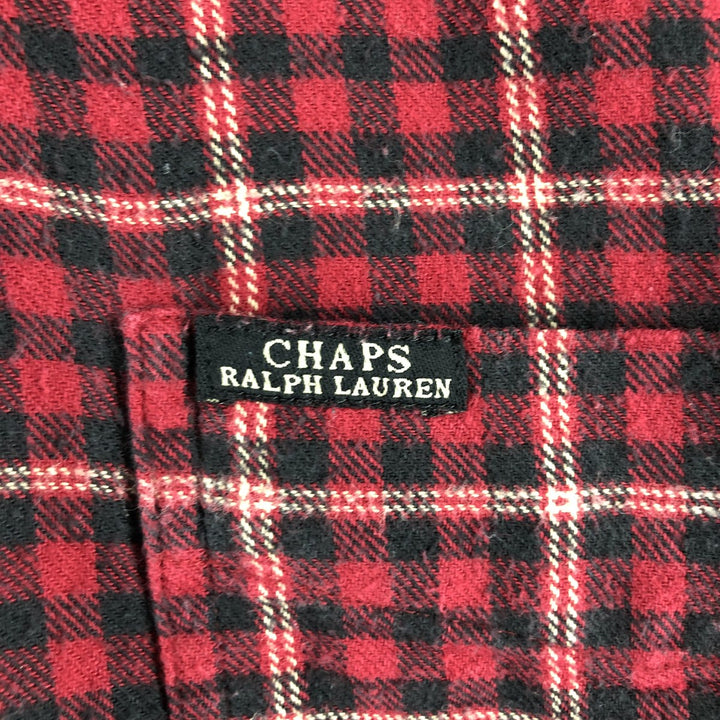 90'S Ralph Lauren CHAPS Long Sleeve Button Down Light Flannel Check Shirt Men's XL Vintage cotton red type Vintage Second Hand