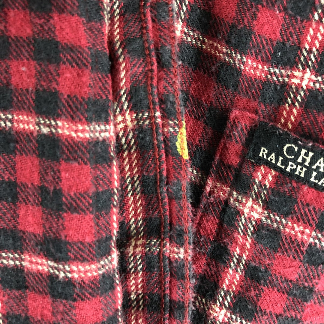 90'S Ralph Lauren CHAPS Long Sleeve Button Down Light Flannel Check Shirt Men's XL Vintage cotton red type Vintage Second Hand