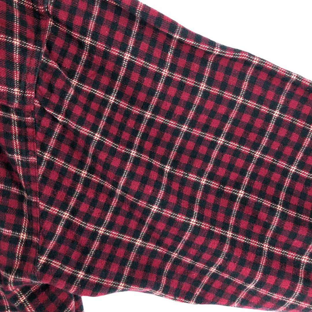 90'S Ralph Lauren CHAPS Long Sleeve Button Down Light Flannel Check Shirt Men's XL Vintage cotton red type Vintage Second Hand