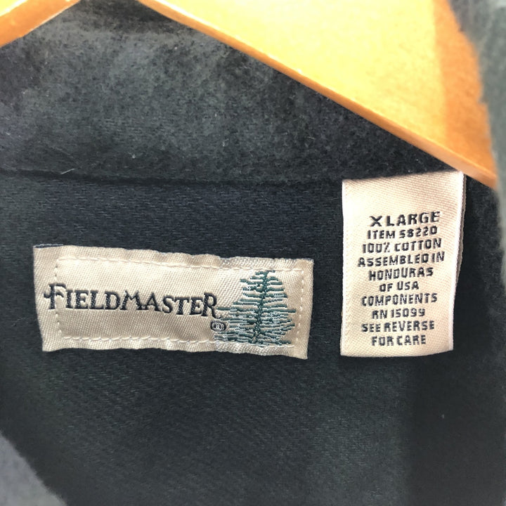 90'S Fieldmaster Buffalo Check Long Sleeve Flannel Check Shirt, Men's XL Size, Vintage cotton Green type dark green Vintage Second Hand