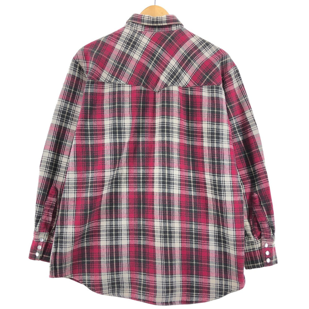 90'S BIG MAC Long Sleeve Western Flannel Check Shirt, Men's Size L, Vintage cotton red type Vintage Second Hand