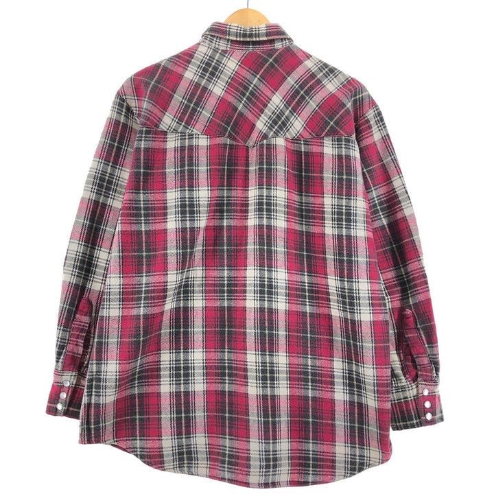 90'S BIG MAC Long Sleeve Western Flannel Check Shirt, Men's Size L, Vintage cotton red type Vintage Second Hand