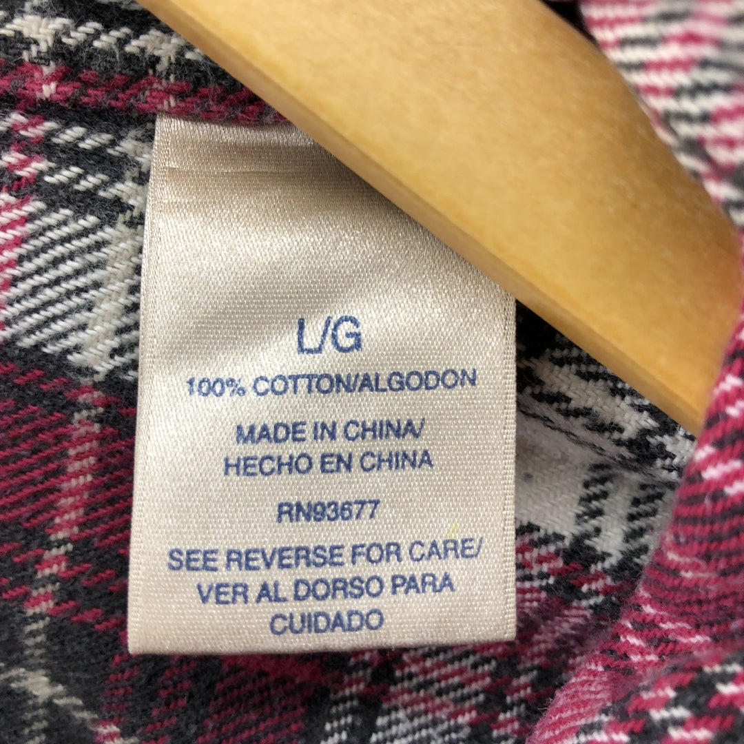 90'S BIG MAC Long Sleeve Western Flannel Check Shirt, Men's Size L, Vintage cotton red type Vintage Second Hand