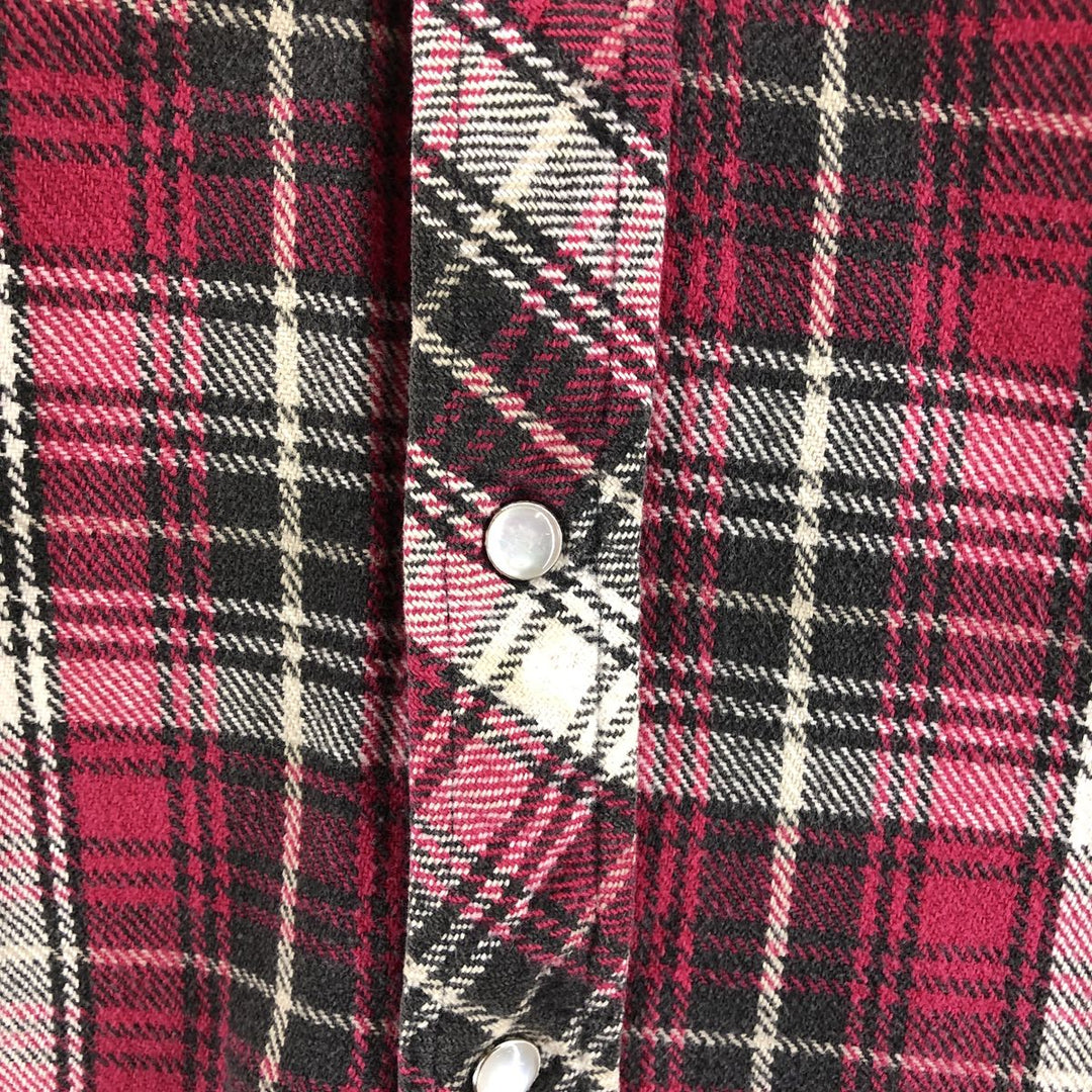 90'S BIG MAC Long Sleeve Western Flannel Check Shirt, Men's Size L, Vintage cotton red type Vintage Second Hand