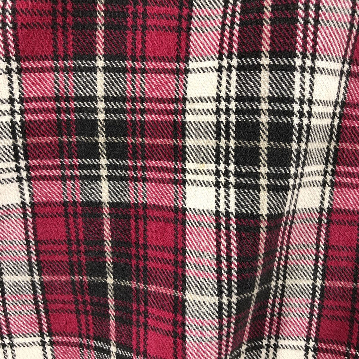 90'S BIG MAC Long Sleeve Western Flannel Check Shirt, Men's Size L, Vintage cotton red type Vintage Second Hand