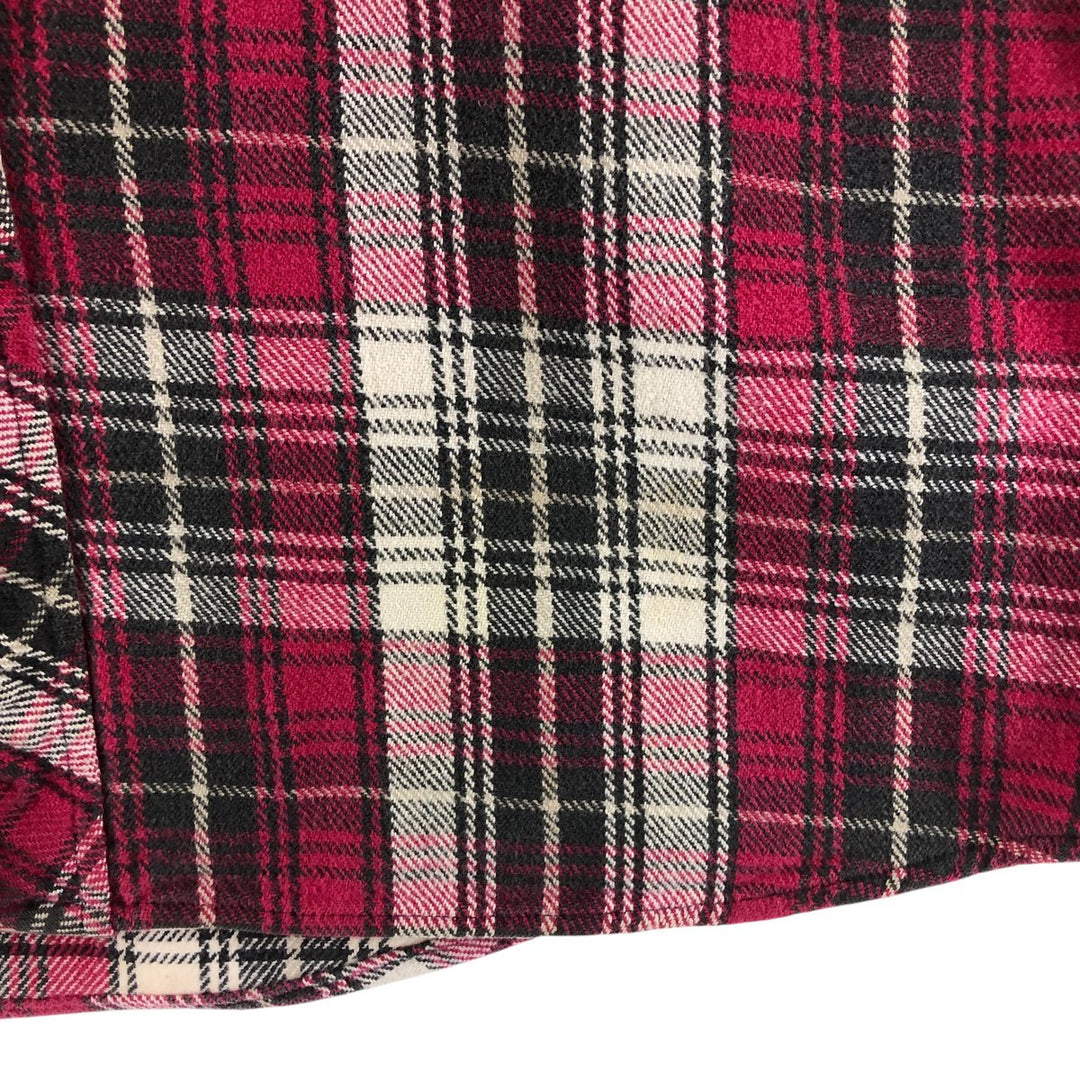 90'S BIG MAC Long Sleeve Western Flannel Check Shirt, Men's Size L, Vintage cotton red type Vintage Second Hand