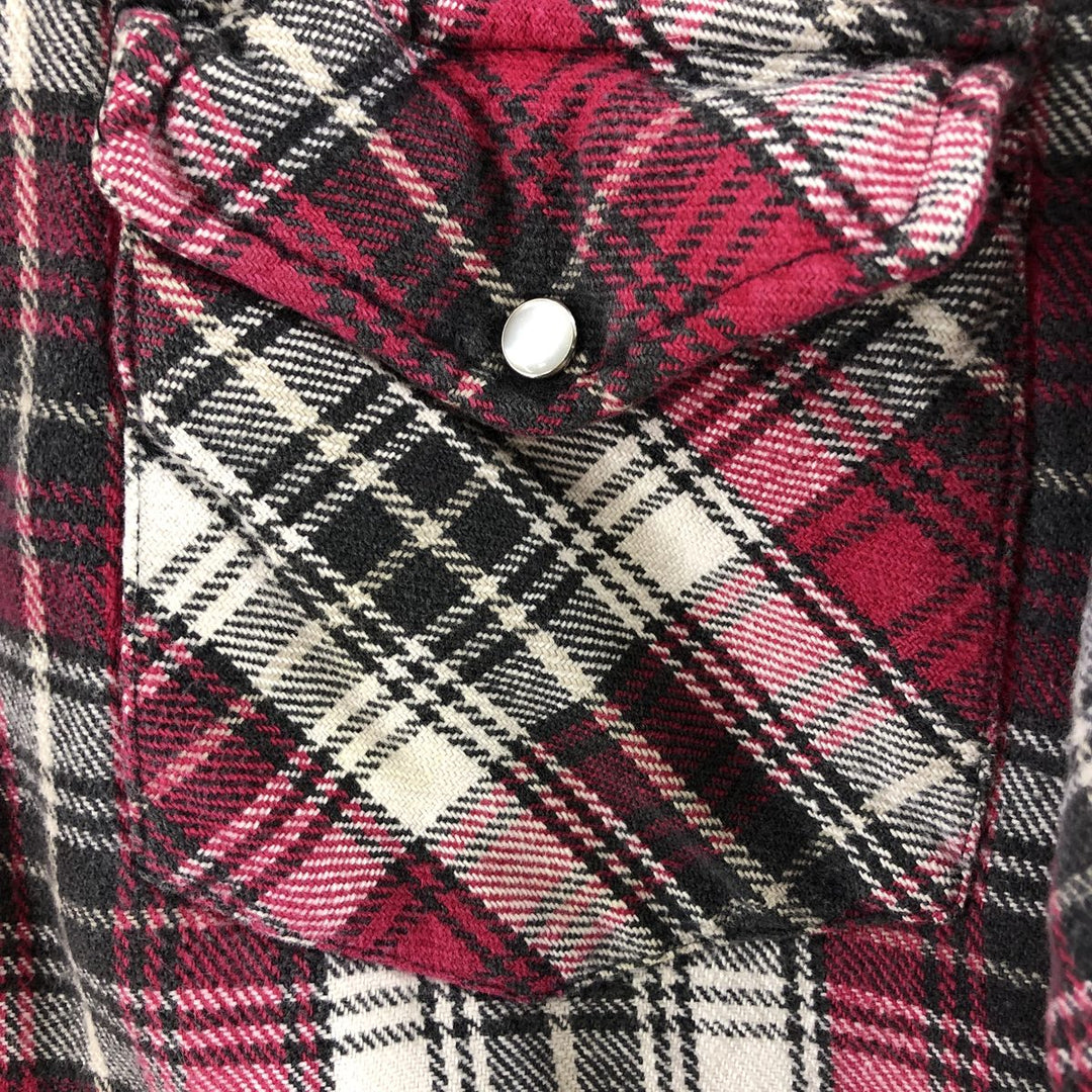 90'S BIG MAC Long Sleeve Western Flannel Check Shirt, Men's Size L, Vintage cotton red type Vintage Second Hand