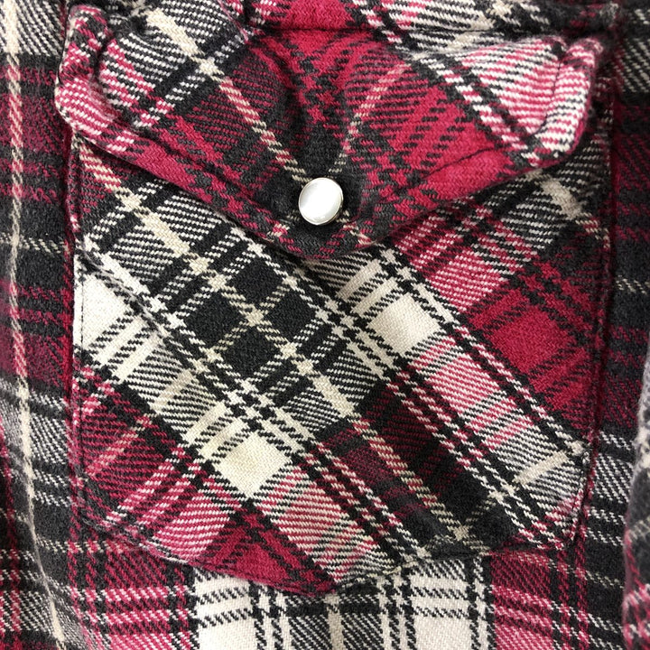 90'S BIG MAC Long Sleeve Western Flannel Check Shirt, Men's Size L, Vintage cotton red type Vintage Second Hand