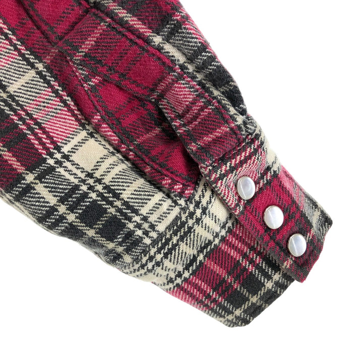 90'S BIG MAC Long Sleeve Western Flannel Check Shirt, Men's Size L, Vintage cotton red type Vintage Second Hand