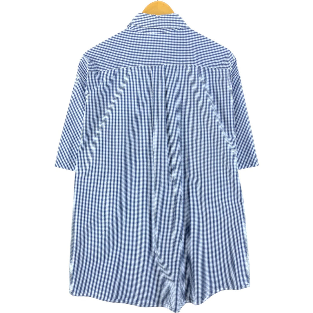 Brooks Brothers Est.1818 Seersucker Gingham Check Short Sleeve Button-Down Check Shirt Men's XL cotton blue type Vintage Second Hand
