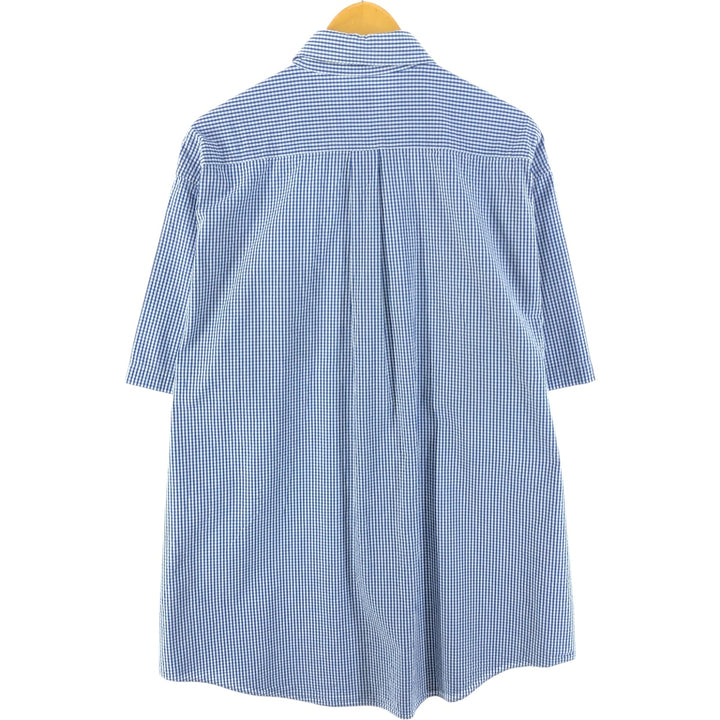 Brooks Brothers Est.1818 Seersucker Gingham Check Short Sleeve Button-Down Check Shirt Men's XL cotton blue type Vintage Second Hand