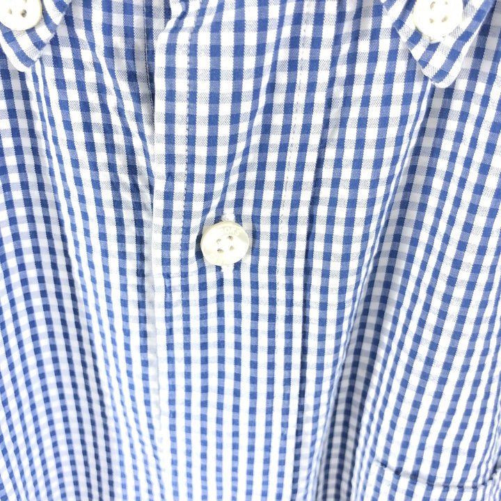 Brooks Brothers Est.1818 Seersucker Gingham Check Short Sleeve Button-Down Check Shirt Men's XL cotton blue type Vintage Second Hand