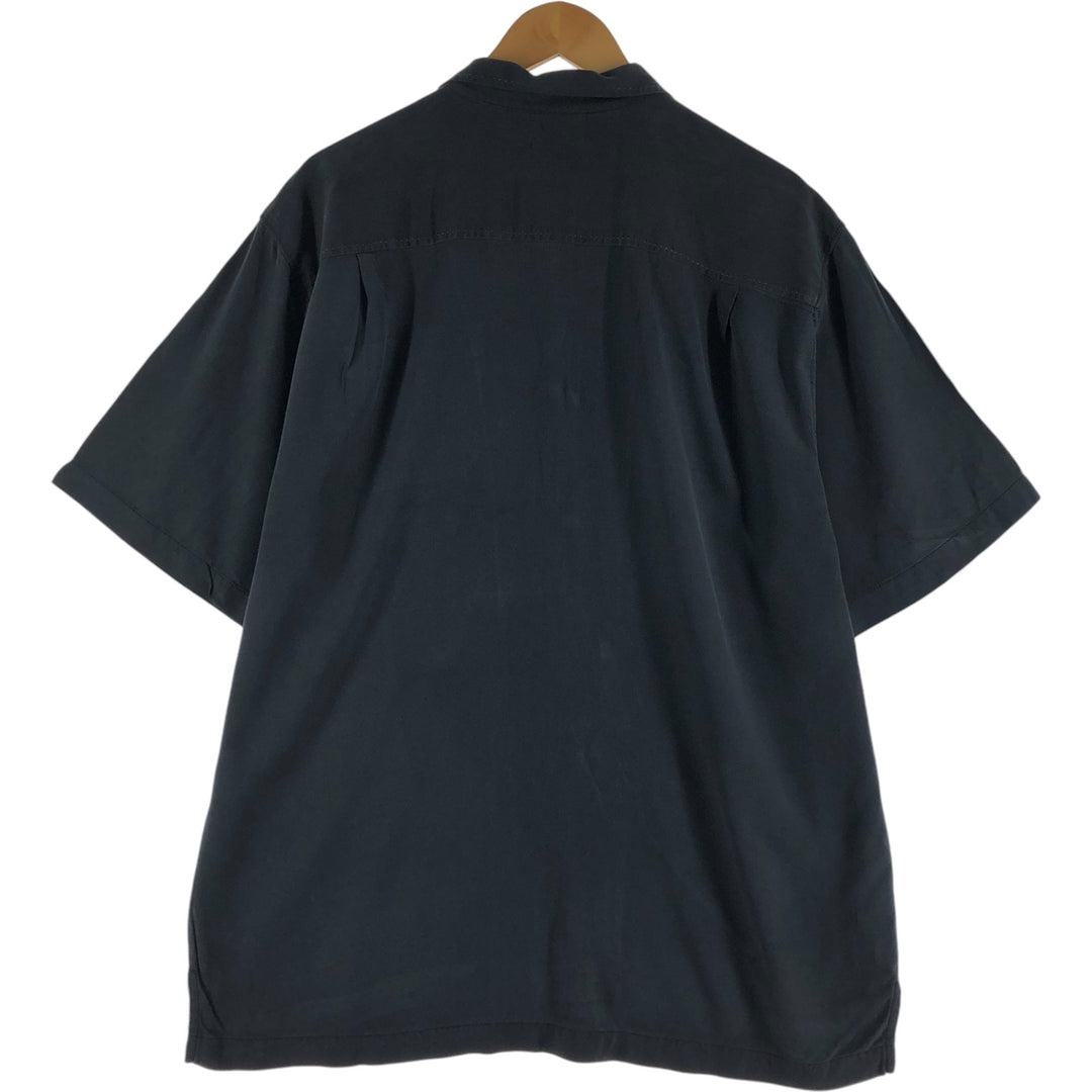 Tommy Bahama short sleeve open collar silk shirt, box shirt, men's size L silk black type Vintage Second Hand