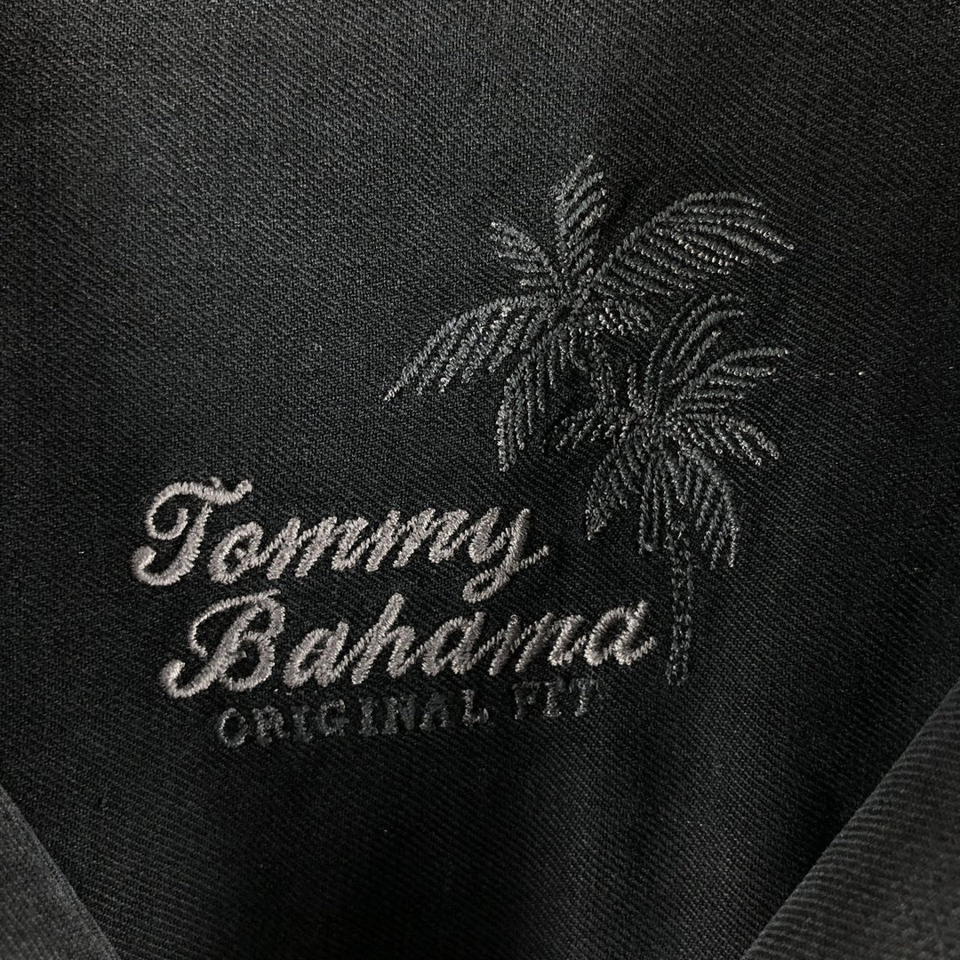Tommy Bahama short sleeve open collar silk shirt, box shirt, men's size L silk black type Vintage Second Hand