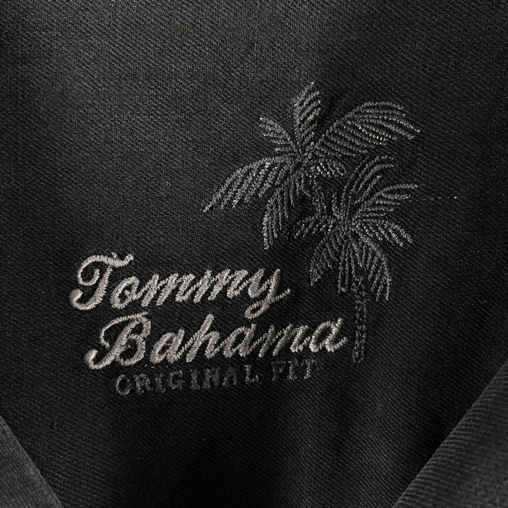 Tommy Bahama short sleeve open collar silk shirt, box shirt, men's size L silk black type Vintage Second Hand