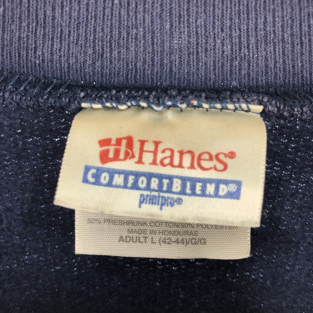 90'S Hanes COMFORTBLEND printed sweatshirt, men's size L, vintage cotton navy blue type Vintage Second Hand