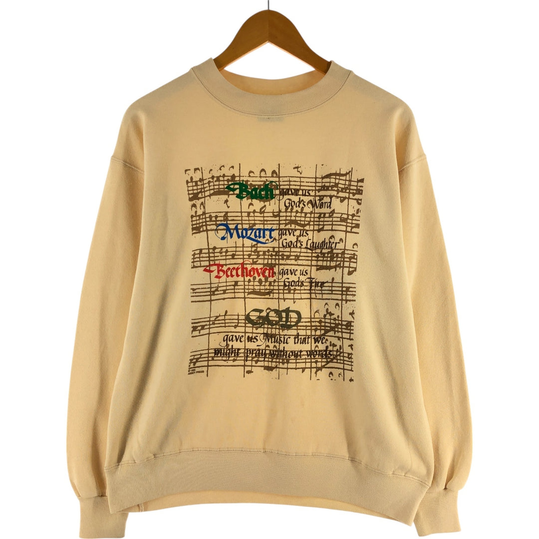 90'S PLATINUM SWEATS Printed sweatshirt, sweatshirt, made in USA, men's size L, vintage polyester Beige type Vintage Second Hand