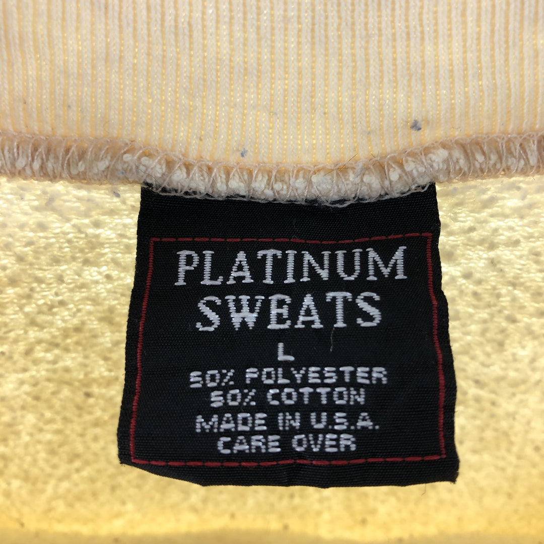 90'S PLATINUM SWEATS Printed sweatshirt, sweatshirt, made in USA, men's size L, vintage polyester Beige type Vintage Second Hand