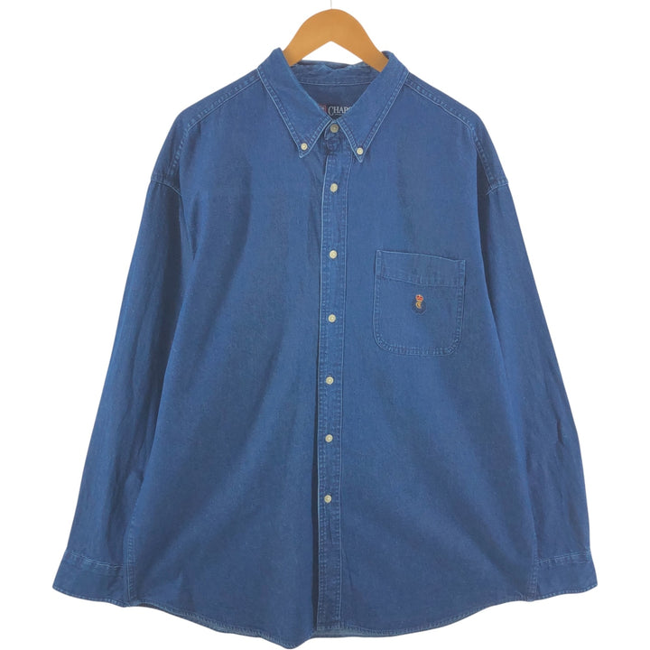 Ralph Lauren CHAPS Long Sleeve Button Down Denim Shirt Men's XL cotton blue type Vintage Second Hand