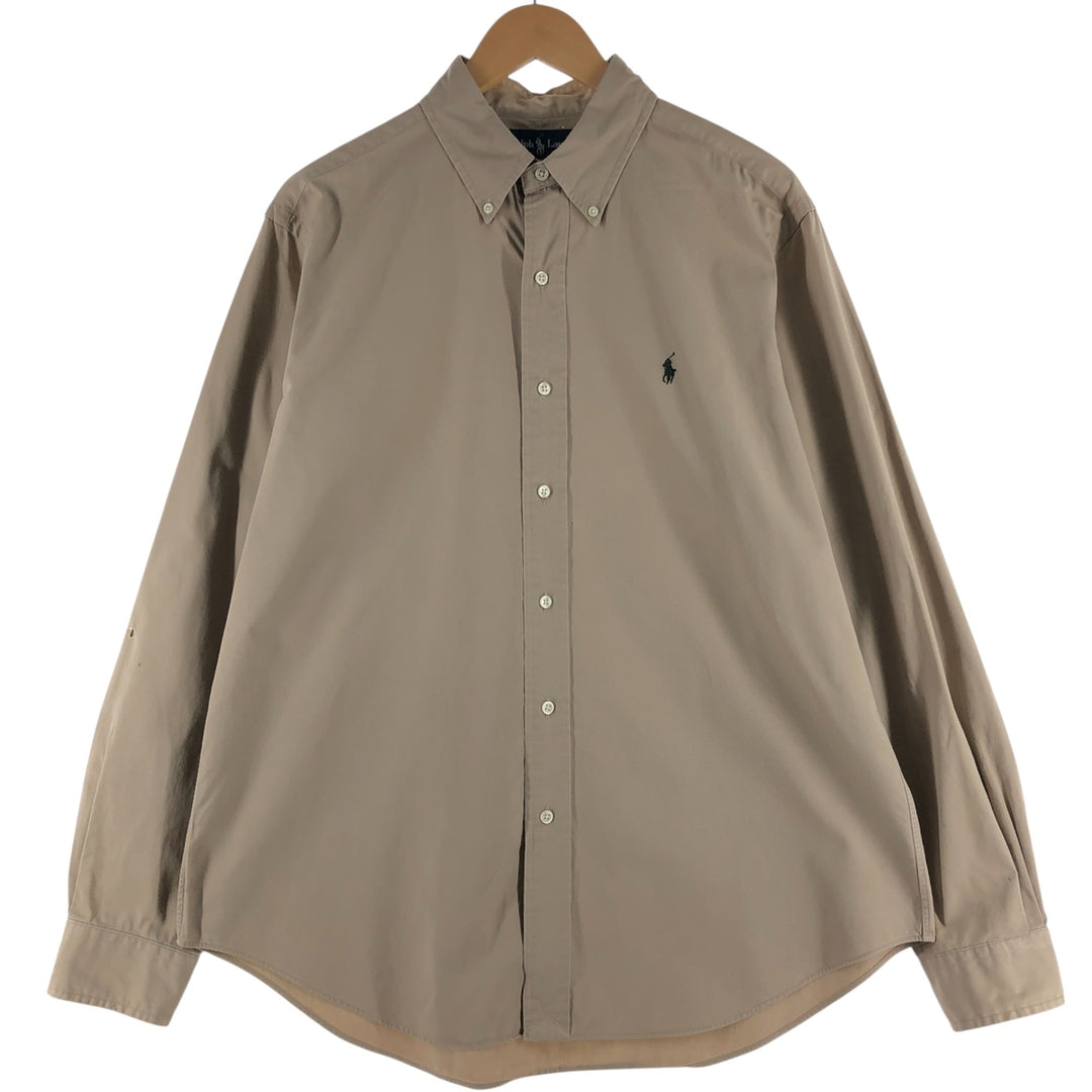 Ralph Lauren Classic Fit Long Sleeve Button Down Shirt, Men's Size L cotton Beige type Vintage Second Hand