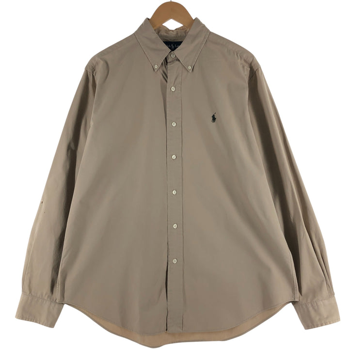 Ralph Lauren Classic Fit Long Sleeve Button Down Shirt, Men's Size L cotton Beige type Vintage Second Hand
