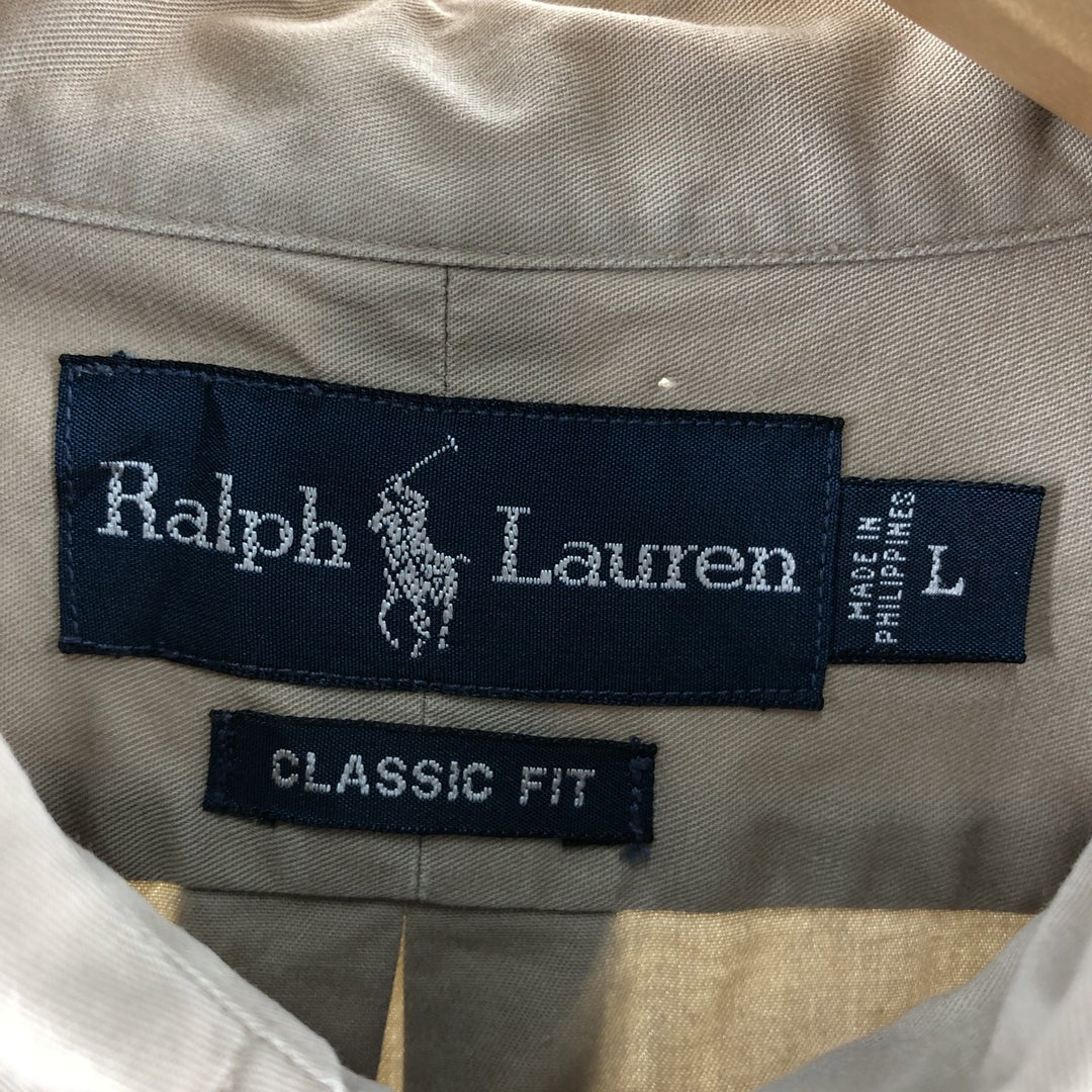 Ralph Lauren Classic Fit Long Sleeve Button Down Shirt, Men's Size L cotton Beige type Vintage Second Hand