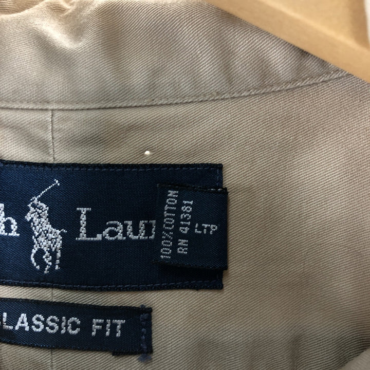 Ralph Lauren Classic Fit Long Sleeve Button Down Shirt, Men's Size L cotton Beige type Vintage Second Hand